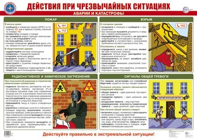 ПЛ-16358 Плакат А2 ЛАМИНИРОВАННЫЙ. Действия при чрезвычайных ситуациях. Аварии и катастрофы 877212418