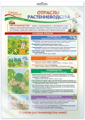 *ПО-14402 ПЛАКАТ А3 В ПАКЕТЕ. Окружающий мир в 4 классе. Отрасли растениеводства (в индивидуальной упаковке, с европодвесом и клеевым клапаном) 1385131486