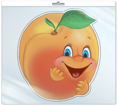 *ФМ-11216 ПЛАКАТ ВЫРУБНОЙ А4 В ПАКЕТЕ. Абрикосик (блестки, в индивидуальной упаковке, с европодвесом и клеевым клапаном) 1491375866
