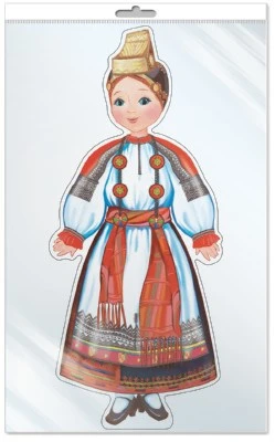 *Ф-9606 ПЛАКАТ ВЫРУБНОЙ А3 В ПАКЕТЕ. Девочка в южнорусском костюме (блестки в лаке, в индивидуальной упаковке, с европодвесом и клеевым клапаном) 1799018955