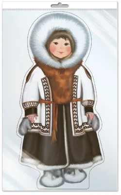 *Ф-9511 ПЛАКАТ ВЫРУБНОЙ А3 В ПАКЕТЕ. Мальчик в чукотском костюме (блестки в лаке, в индивидуальной упаковке, с европодвесом и клеевым клапаном) 590685410