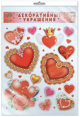 *НП-7231 Наклейки А3+. Сердечки в цветах и кружевах (многоразовые, УФ-лак, в индивидуальном пакете, с европодвесом и клеевым клапаном) 144592697