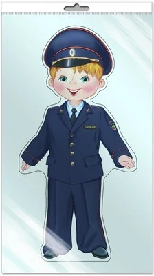 *Ф-8058 ПЛАКАТ ВЫРУБНОЙ А3+ В ПАКЕТЕ. Полицейский (блестки в лаке, в индивидуальной упаковке, с европодвесом и клеевым клапаном) 419556154
