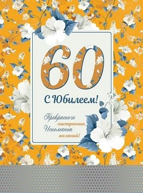 ОФК-13637 Открытка А4. С Юбилеем! 60 (текст, золотая фольга) 1990289947