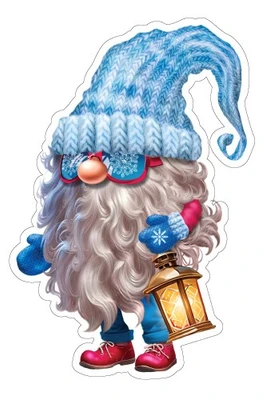 М-16607 Вырубная фигурка. Гномик с фонарем (двухсторонняя, ВД-лак) 155570078
