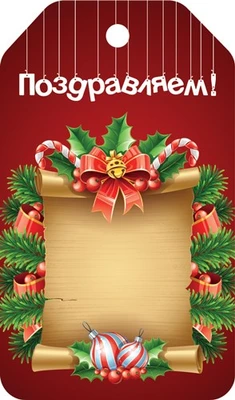БФ2-16097 Бирка Новогодняя. Поздравляем! 1552020544
