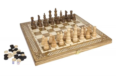Шахматы + Шашки + Нарды 3 в 1 "Амбассадор 3", 40 см, ясень, Partida 1254821068