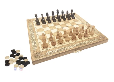 Шахматы + Шашки + Нарды 3 в 1 "Амбассадор 6", 40 см, ясень, Partida 613114777