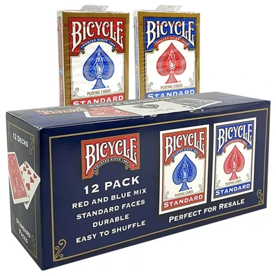 Игральные карты Bicycle Standard 54, блок 12 шт. синие и красные 1673806522