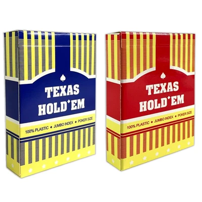 Карты для покера "Texas Holdem", 100% пластик, красные и синие (комплект из 2-х колод) 634878624