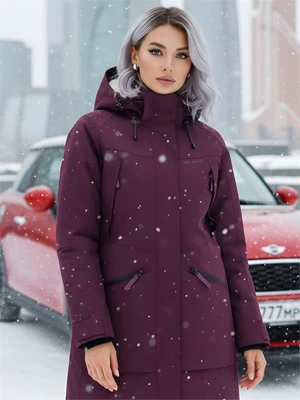 Парка зимняя женская с капюшоном бордового цвета 9538-1Bo 1733940139