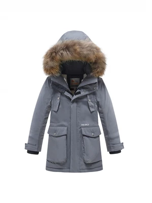 Парка зимняя подростковая для мальчика серого цвета 9331Sr 1211217413