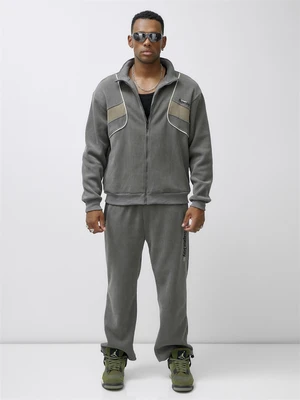 Спортивный костюм мужской демисезонный на флисе серого цвета 329Sr 559024876