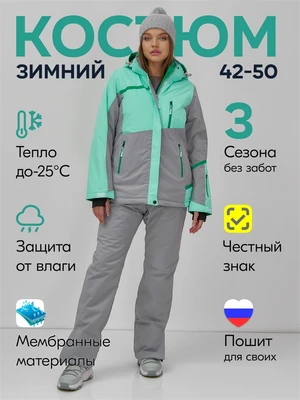 Горнолыжный костюм женский зимний бирюзового цвета 0709_1Br 1322031314