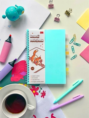 Тетрадь "Kawaii notebook" на эластичном гребне, A5, 60 л, голубой 1835735166