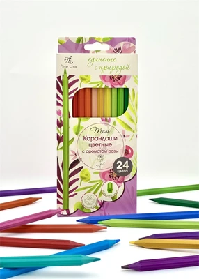 Карандаши цветные с ароматом розы Fine Line Maxi 24 цвета 2143345522