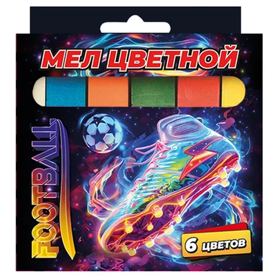 76999 Мел цветной Футбол, 6 шт в картонной упаковке с европодвесом 138194952
