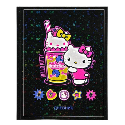 78079 Дневник школьный Hello Kitty, формат А 5, 48 листов, обложка в твердом заламинированном переплете + голографическая пленка, блок котлас 65 г/м2, белизна 100%, размер 165*210 мм 2075849220