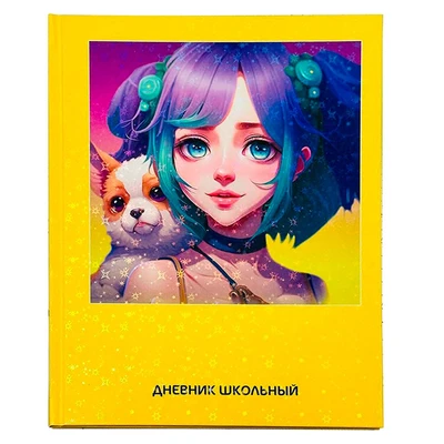 74099 Дневник школьный Аниме Animal girls-2, формат А 5, 48 листов, обложка в твердом заламинированном переплете + голографическая пленка, блок котлас 65 г/м2, белизна 100%, размер 165*210 мм 1424855058
