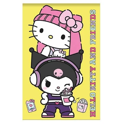 77284 Блокнот Hello Kitty and friends, формат А7, размер 65*98 мм, клетка, 40 листов на скрепке, блок-офсет, целлюлозный картон 200 гр/м2е 1005444386