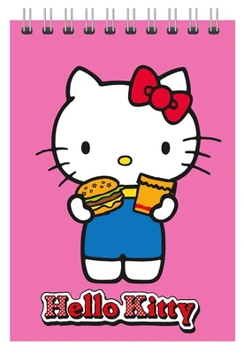 75226 Блокнот Hello Kitty еда, формат А6, 60 листов, на гребне, целлюлозный картон 796351979