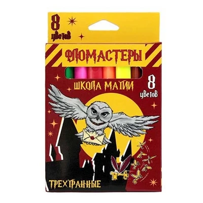 77218 Фломастеры трехгранные Школа Магии 8 цв., в картонной упаковке с европодвесом 968914989