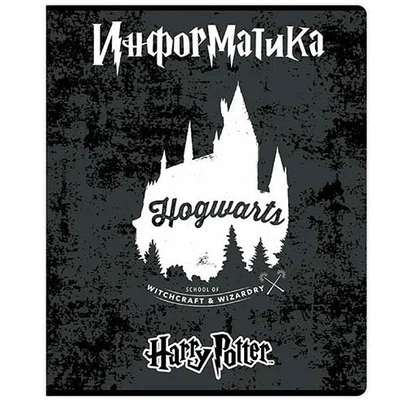 76437 Тетрадь предметная Информатика Гарри Поттер, со справочным материалом, формат А5, клетка, 48 листов, на скрепке, внутренний блок офсет 60-65 г, 92% белизна, обложка твин + выборочный УФлак, скругленные углы, 1 дизайн, в спайке 10 шт 1617203370