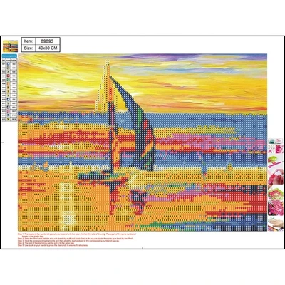 80893А Алмазная мозаика 5D Парусник 30*40 см, без подрамника, частичное заполнение; в составе:основа с клейким слоем, пластик.стразы, стилус, клей, емкость для страз 1680654771