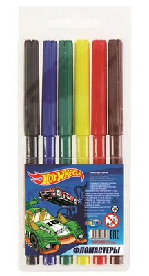 88626 Фломастеры "Hot Wheels", 6 цветов, на водной основе с вентилируемым колпачком. Устойчивы к перепадам температур, морозостойкие. 1487737051