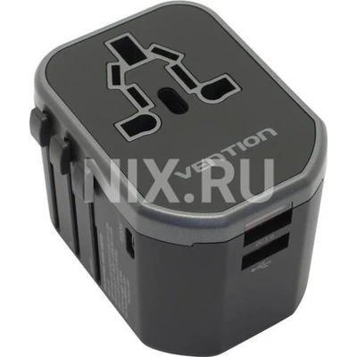 Зарядка USB-устройств от 220В Vention FJCB0 2 x USB Type A "мама", USB Type C "мама", Розетка (110/220 В) (20 Вт) 703866897
