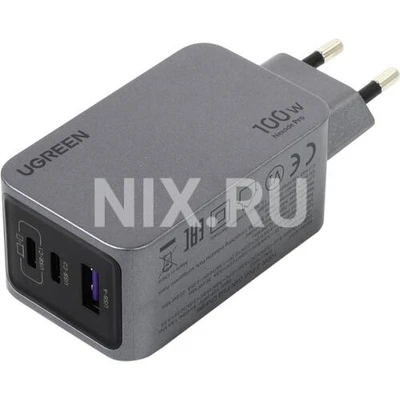 Зарядка USB-устройств от 220В Ugreen Nexode Pro X757 Grey USB Type A "мама", 2 x USB Type C "мама" (100 Вт) 1199619673
