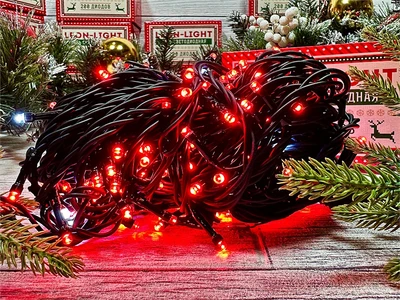 Гирлянда Нить Клип Лайт 20м. 200 красных диодов, с мерцанием, черный каучук, IP45 - 5224Hr LEON LED (LIGHT) 764213444