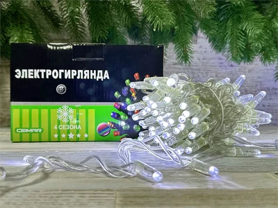 Гирлянда нить уличная 10м. 100 белых диодов статика, прозрачный силикон, IP65 - TM-100Sw CEIMAR 169019376