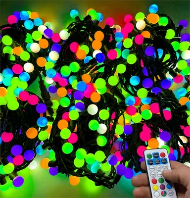 Гирлянда нить уличная 100 м. 600 диодов SMART RGB (шар 3,0 см.), пульт, черный каучук - 100-3767 H IP65 LEON LED (LIGHT) 172207971