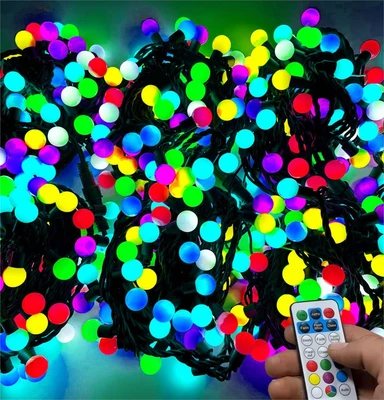 Гирлянда нить уличная 100 м. 500 диодов SMART RGB (шар 3,8 см.), пульт, черный каучук - 100-3757 H IP65 LEON LED (LIGHT) 463032415