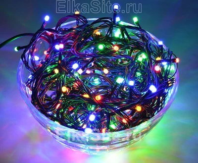Гирлянда нить 16м. 200 разноцветных диодов, черный пвх - LN-200L-RGB-BK LEON LED (LIGHT) 1012731429