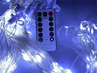 Занавес Роса 3x3м. 576 белых Led, с пультом, USB, прозрачный провод - C5-0302 W IP44 VESELO (LEON) 502653399
