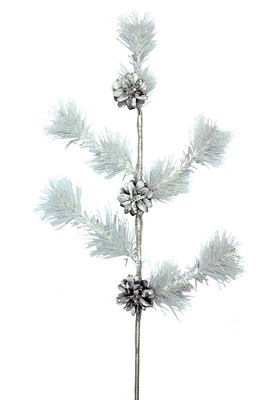 Ветка хвойная 60 см., с шишками, белая леска - В260-1 1634667613