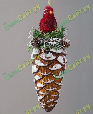 Новогодняя Игрушка шишка "Кардинал" 6*19 см. - арт.: 302-108 158361052