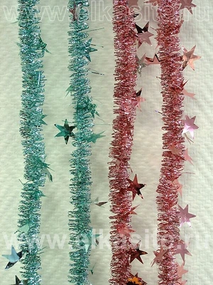 Мишура Млечный путь Pastel d=75мм, L=2.7м, цвет: розовый (штамп Звездочки) арт. М0112 1537194639