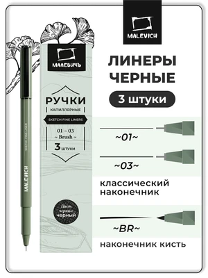 Набор капиллярных ручек линеров Малевичъ, 3 шт (01, 03, BR) 300367067