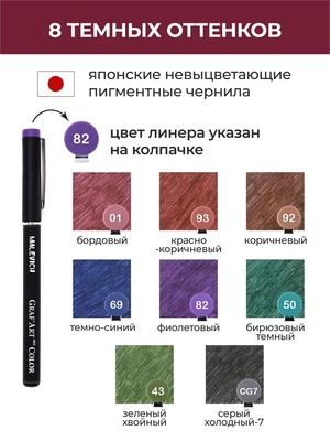 Набор цветных капиллярных ручек Малевичъ GrafArt PRO, темные тона, 8 шт 898206544