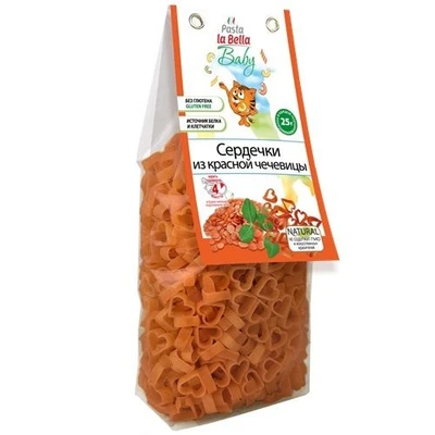 Макароны Сердечки из красной чечевицы 250г 20957