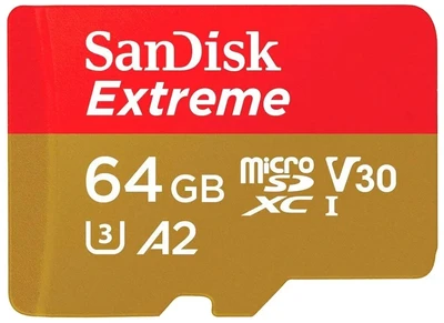 Карта памяти 64Gb SanDisk Extreme microSDXC Class 10 UHS-I U3 V30 A2 223319514