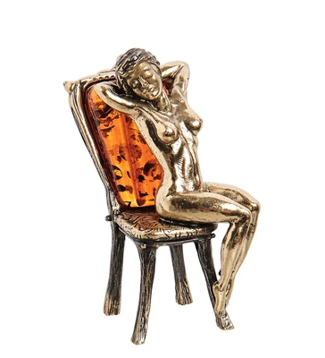 AM- 976 Фигурка «Девушка Грация» (латунь, янтарь) 1634277605