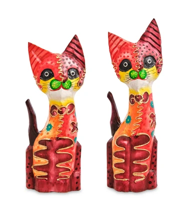 99-059 Фигурка «Кошка» н-р из двух 25, 20 см (албезия, о.Бали) 1883131857