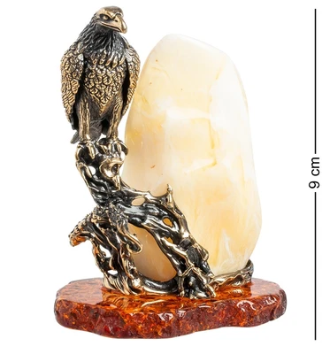 AM-1238 Фигурка «Ворон у скалы» (латунь, янтарь) 1420410276