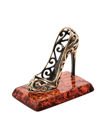 AM-3194 Фигурка «Туфелька Золушки» (латунь, янтарь) 72535724