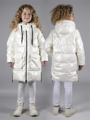 Пальто зимнее для девочки Amarobaby FANCY, молочный AB-OD25-FANCY29/33-116