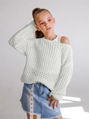 Свитер для девочки Amarobaby KNIT Trend, белый AB-OD21-KNITT2602/00-128